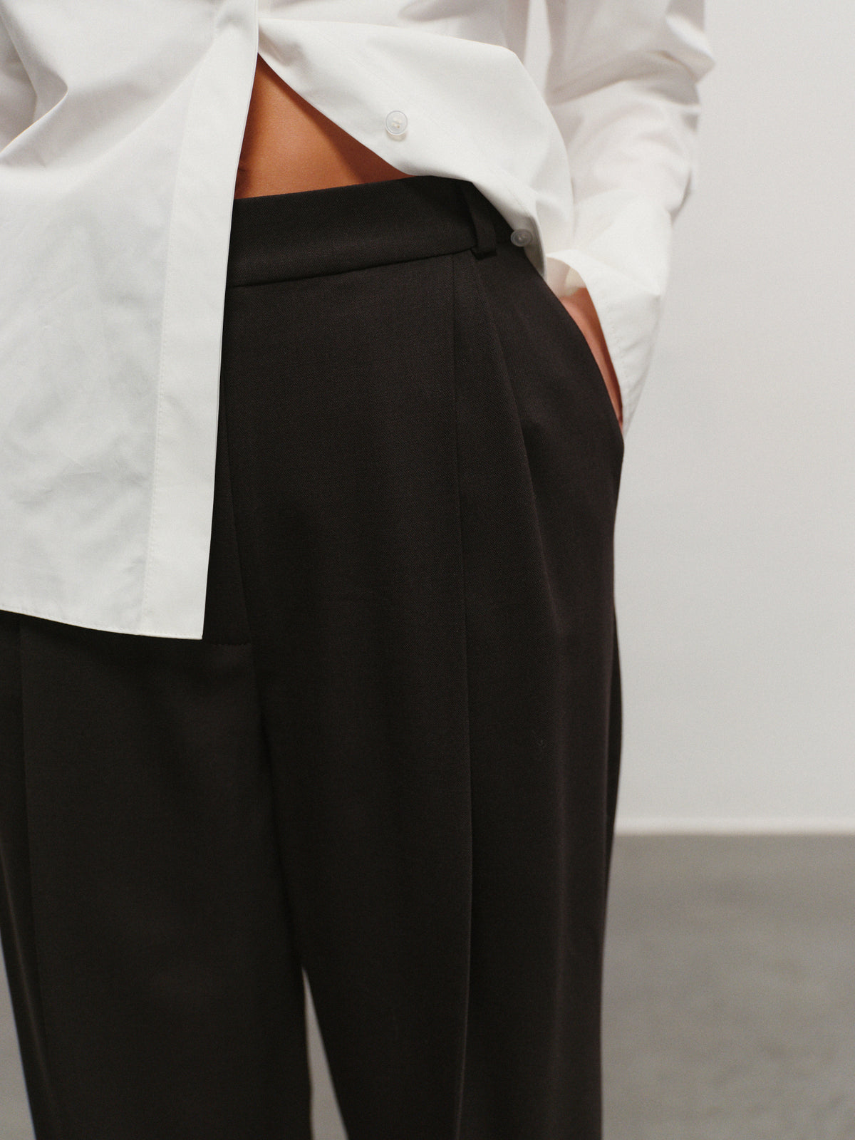 Noah wide leg palazzo pants in dark chocolate wool