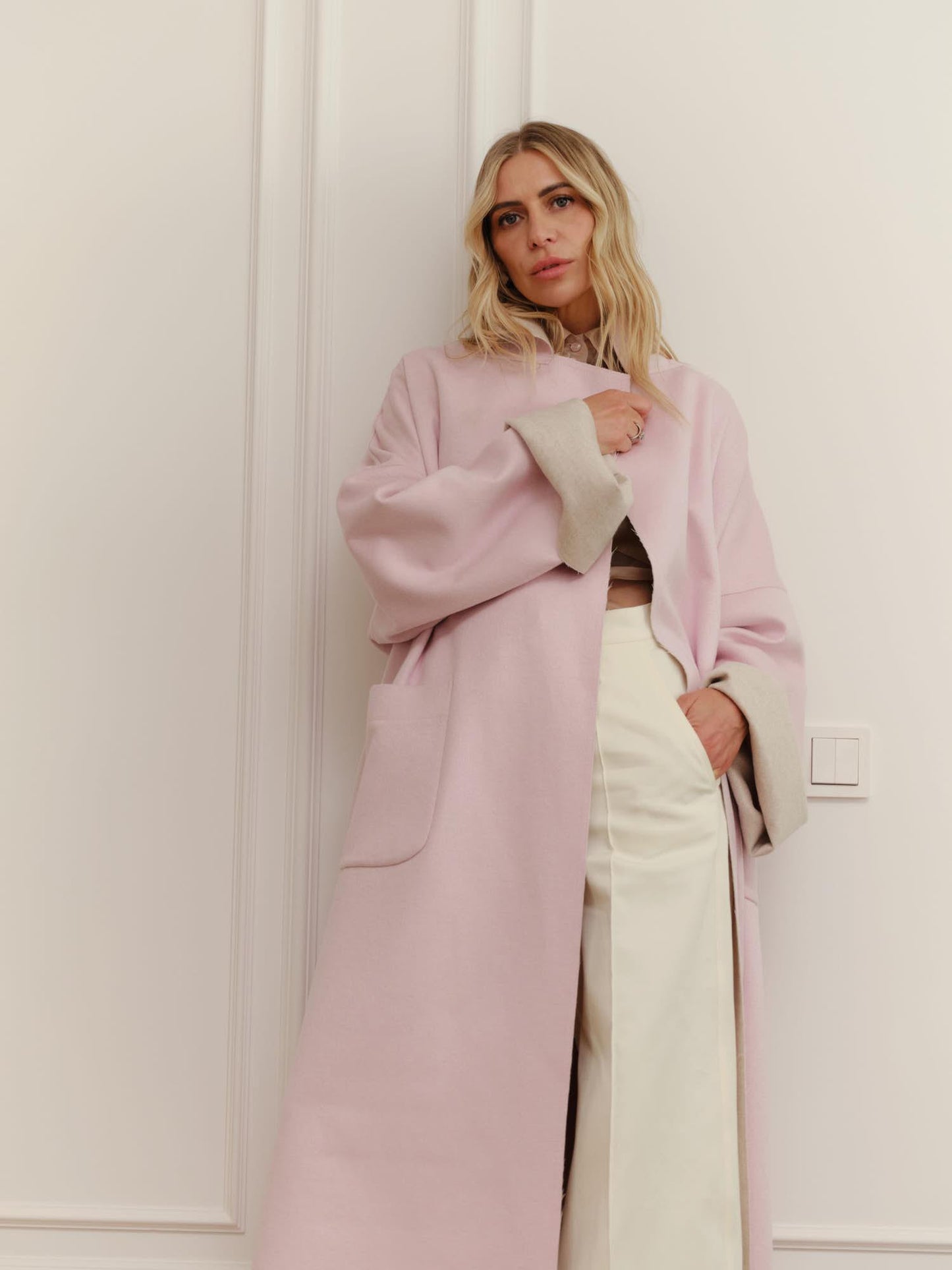 Tokyo lightweight double face cashmere silk blend maxi coat
