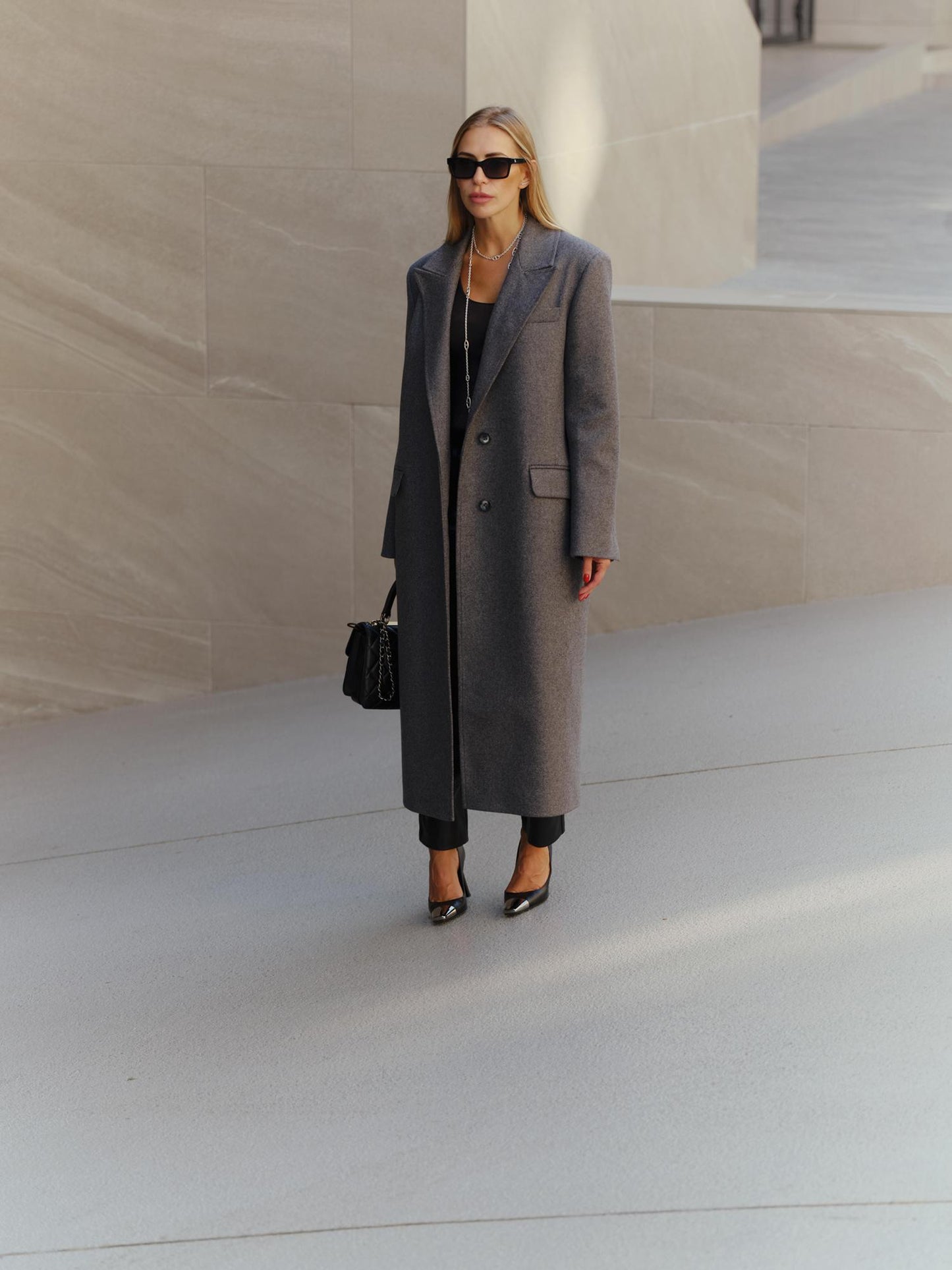 Rachel loose fit coat in structured wool cashmere blend