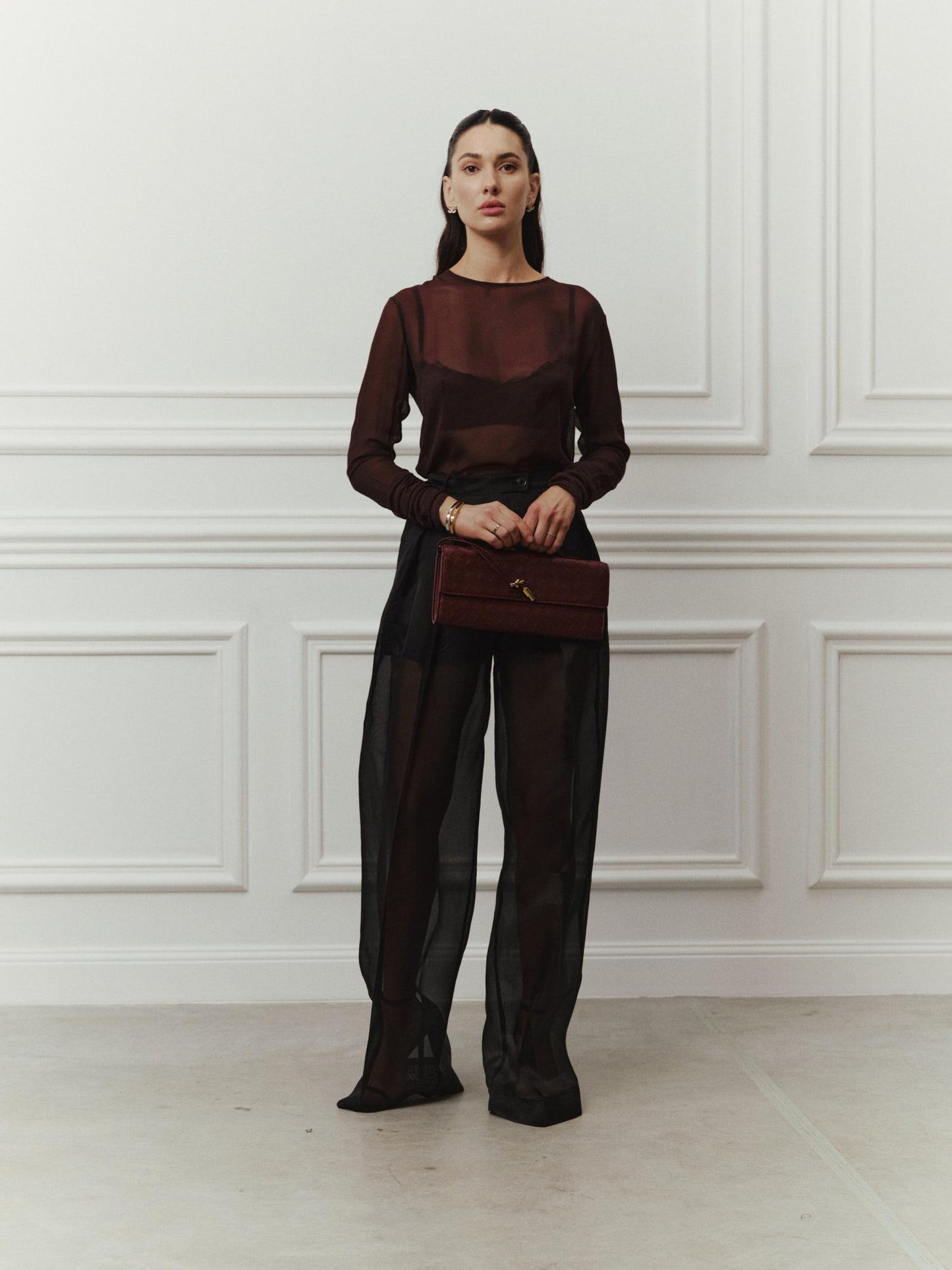 Festive silk organza palazzo pants with matching undershorts