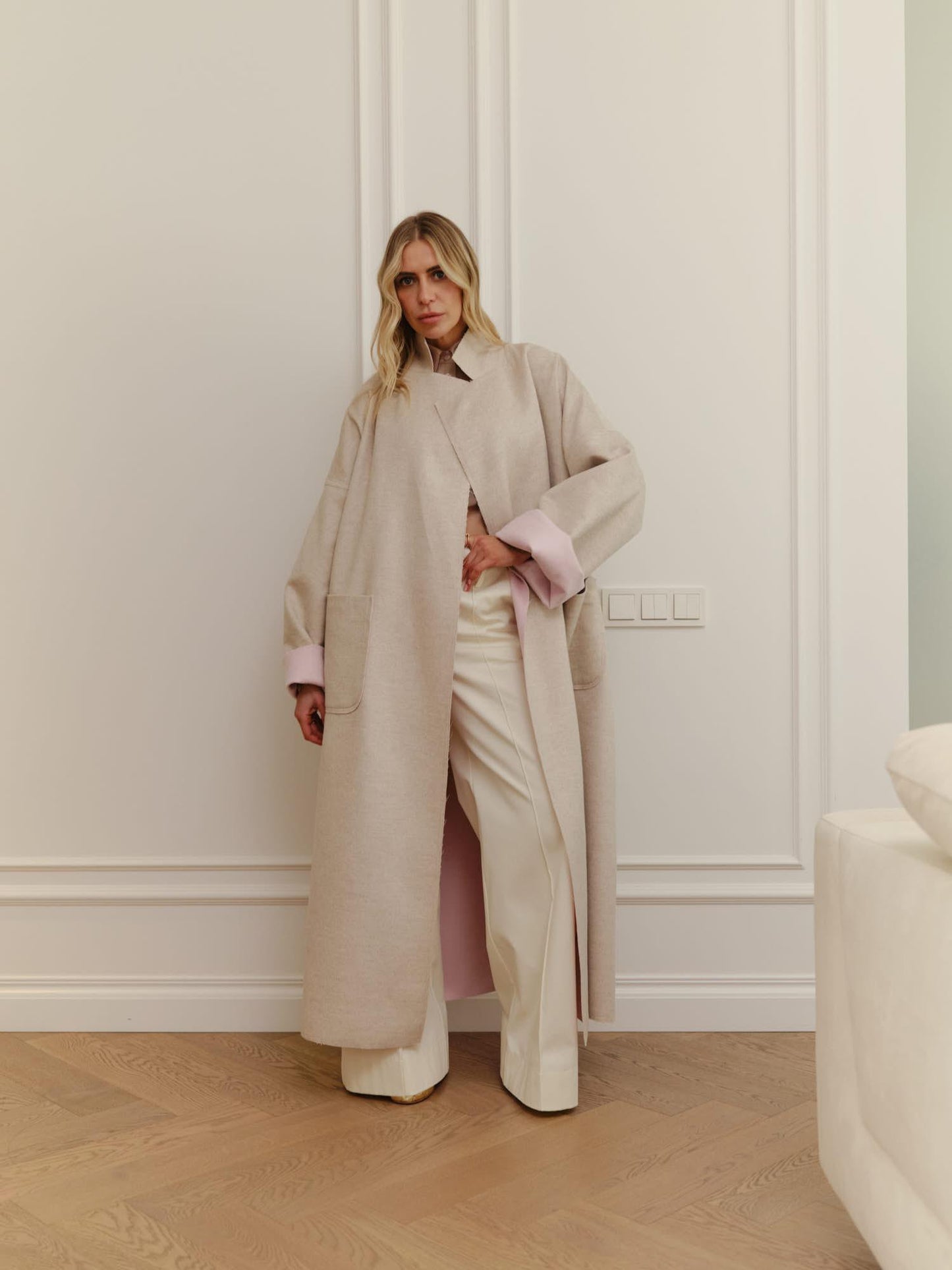 Tokyo lightweight double face cashmere silk blend maxi coat