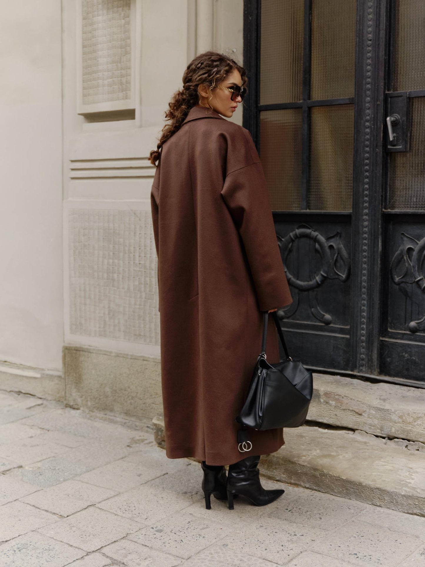 Sienna double breast buttoned coat with belt