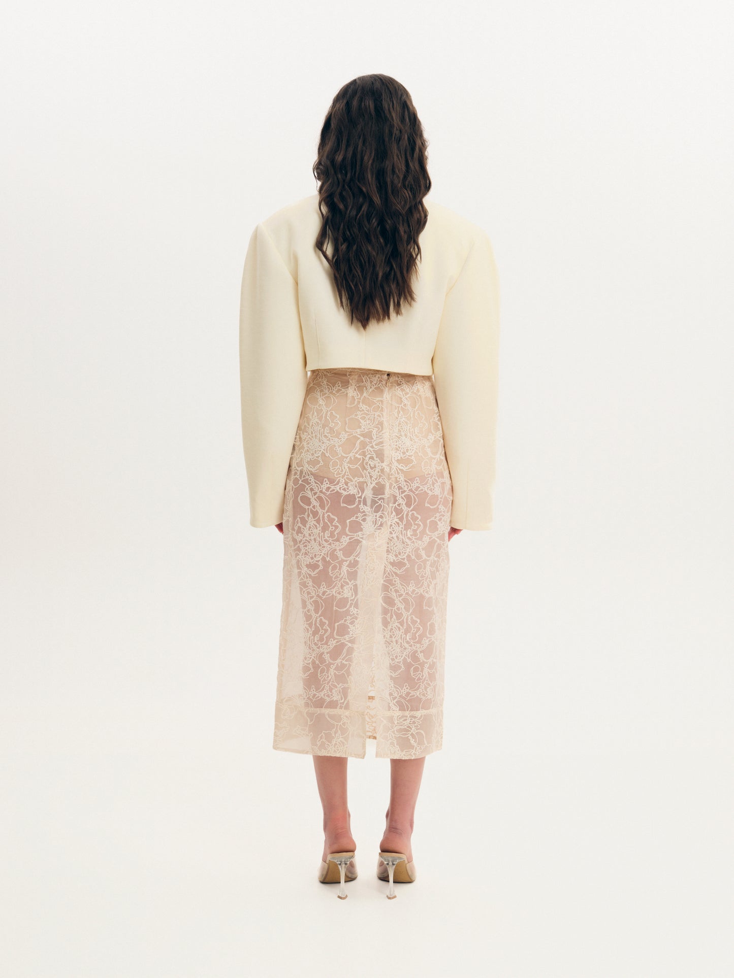 Kerry wool crop jacket with curved sleeves