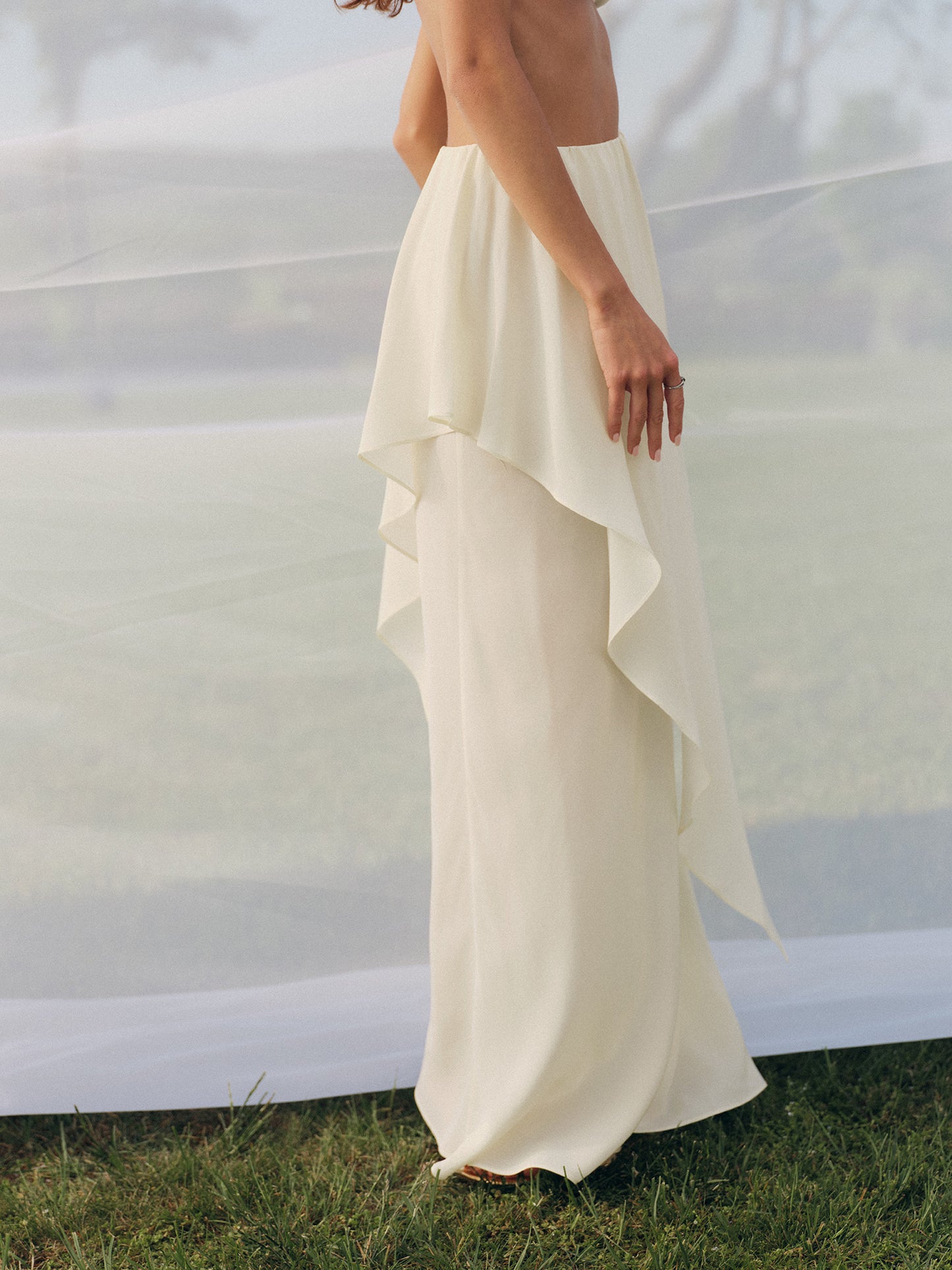 The Muse maxi layered silk skirt with matching tank top