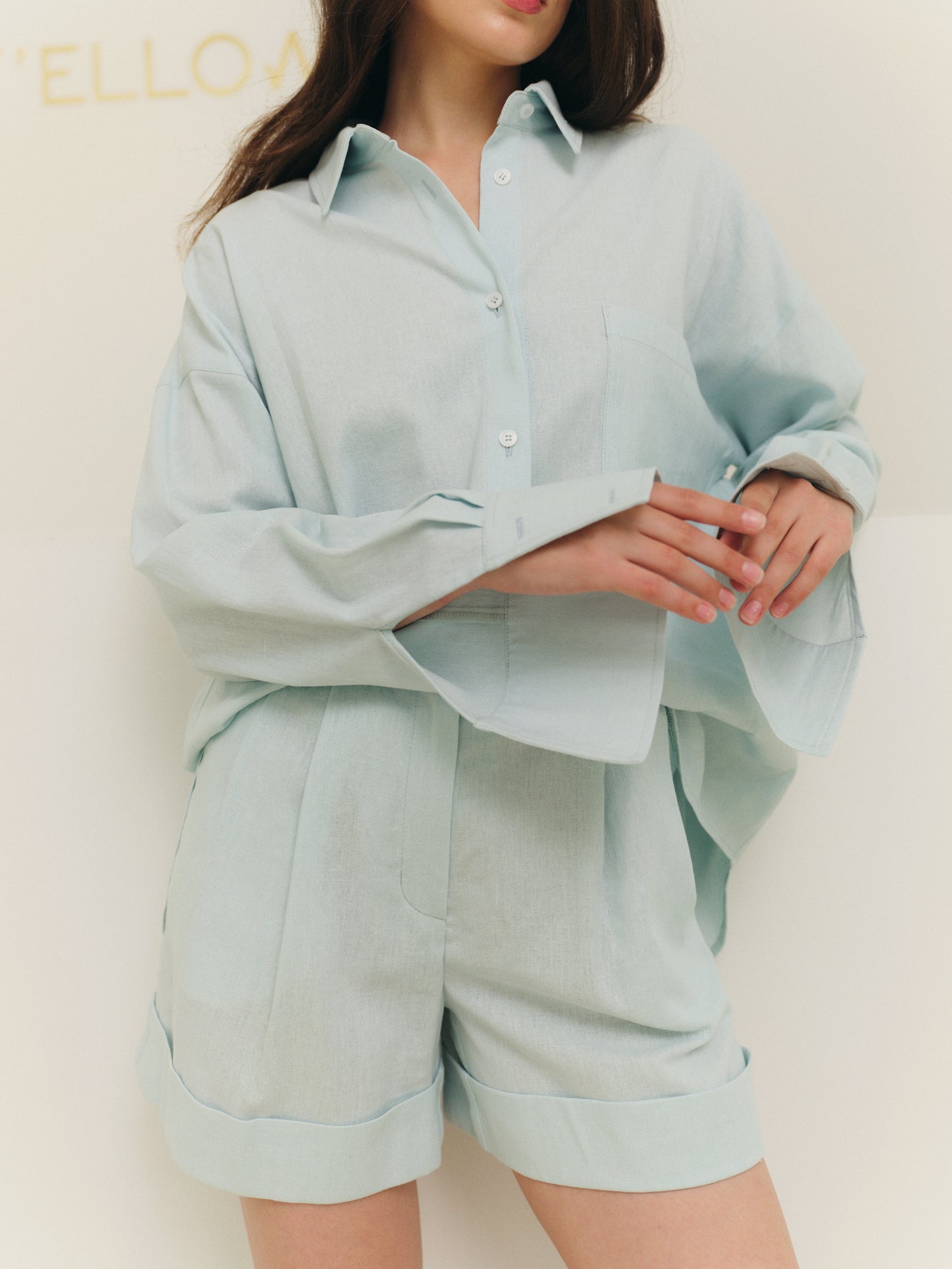Two-piece set with oversized shirt and matching classic fit shorts