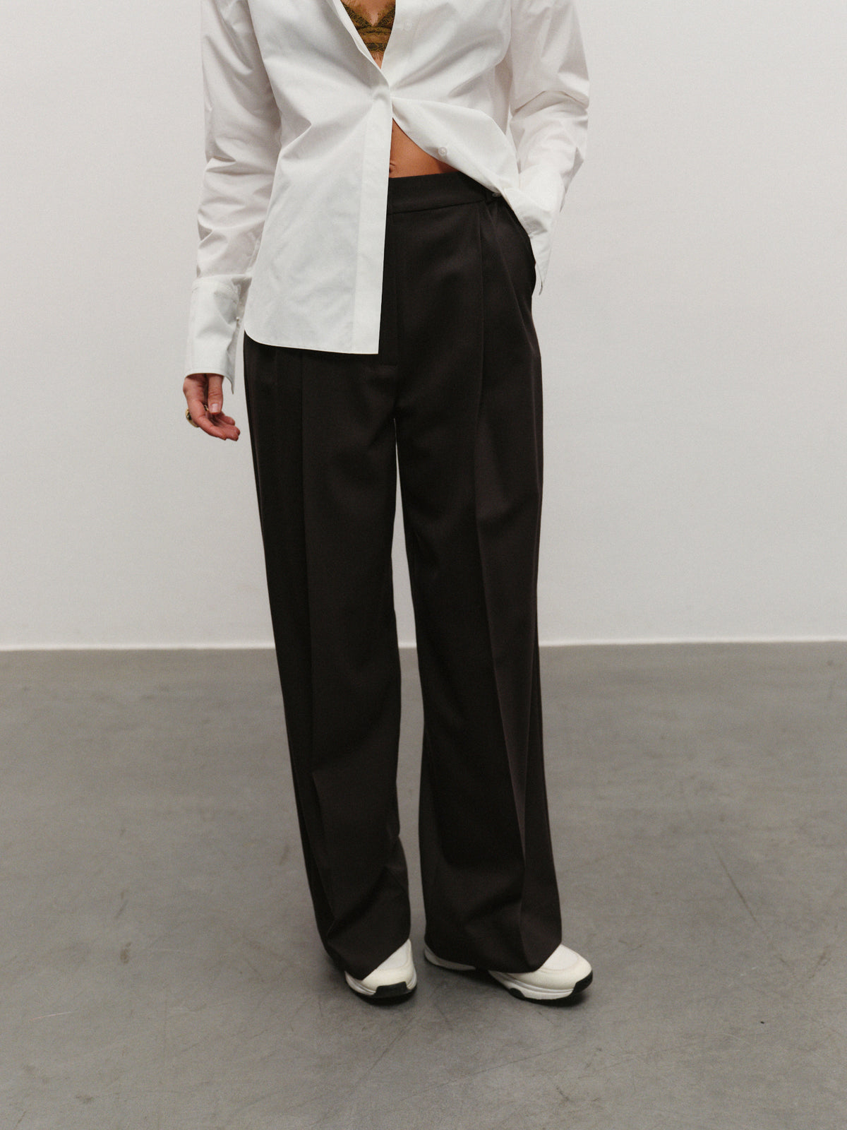 Noah wide leg palazzo pants in dark chocolate wool
