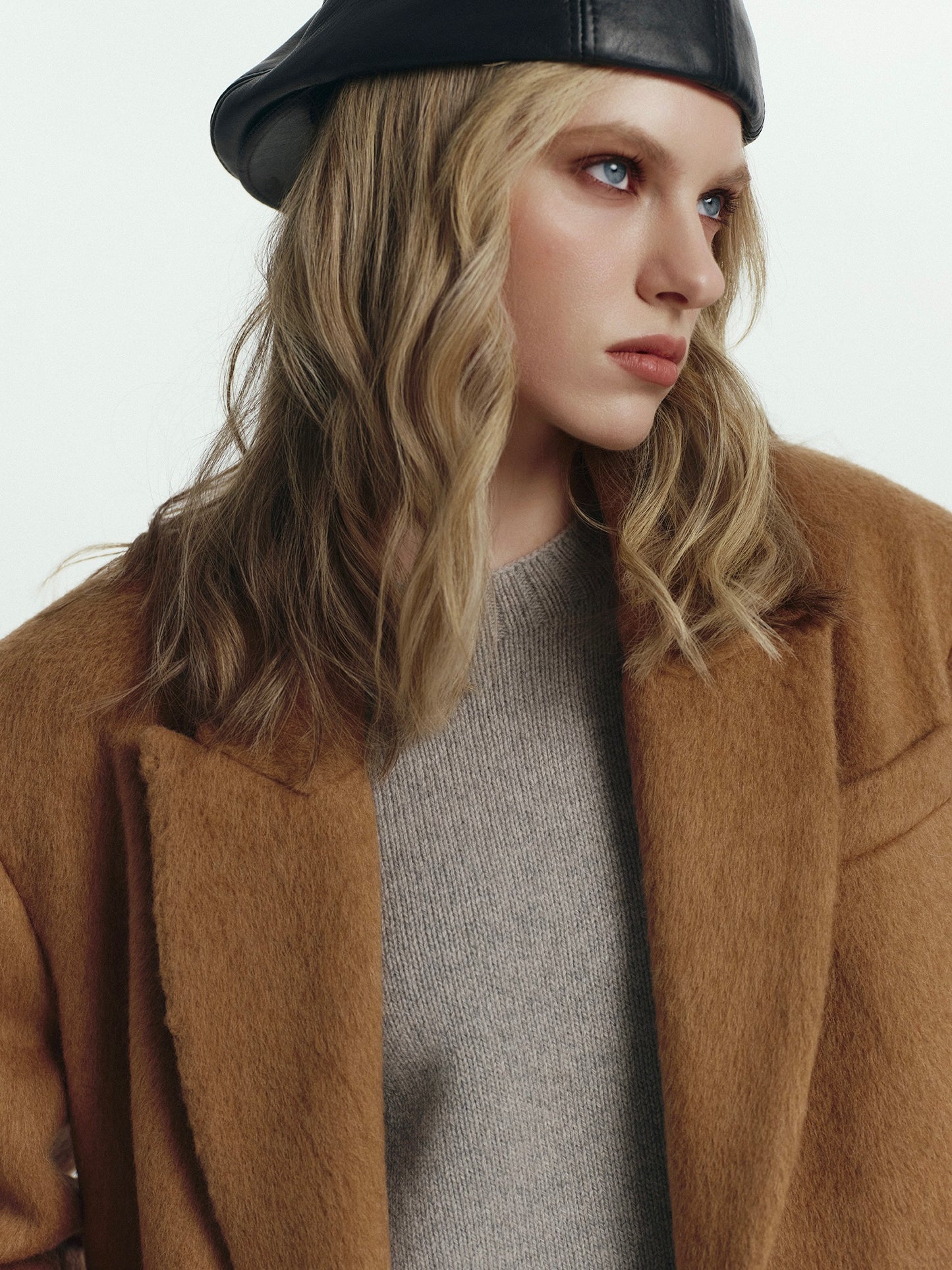 Ava loose fit winter jacket in wool mohair alpaca blend