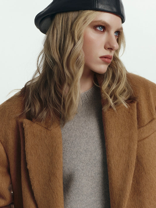 Ava loose fit winter jacket in wool mohair alpaca blend