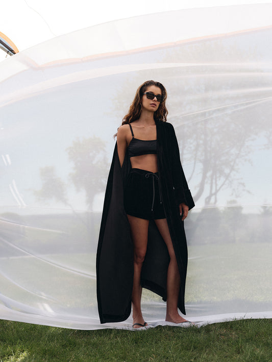 Two-piece set in viscose silk blend