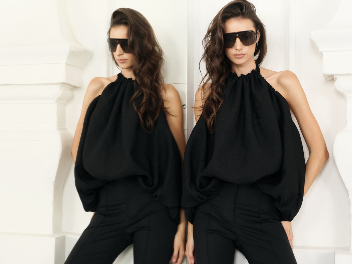 Statement volume silk halter top