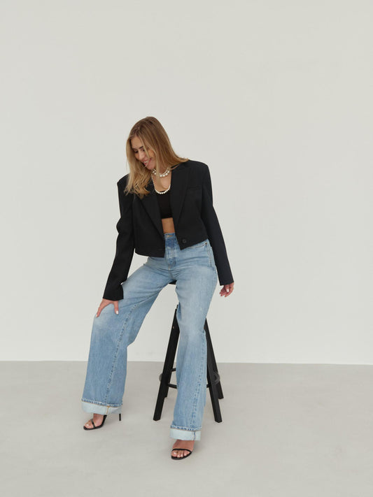 Single button crop blazer