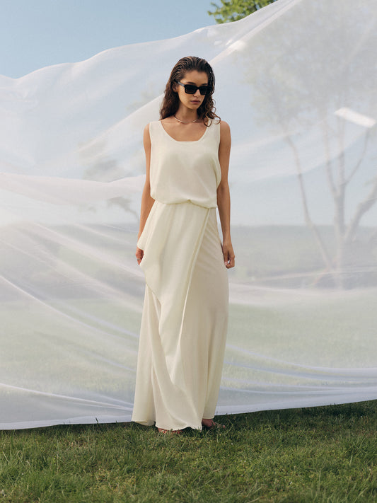 The Muse maxi layered silk skirt with matching tank top