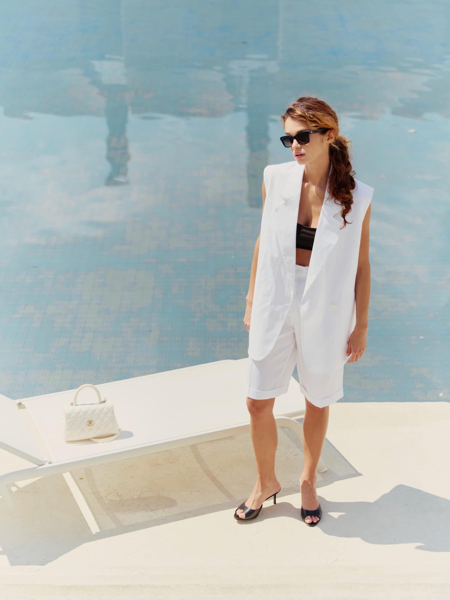 White linen Bermuda shorts