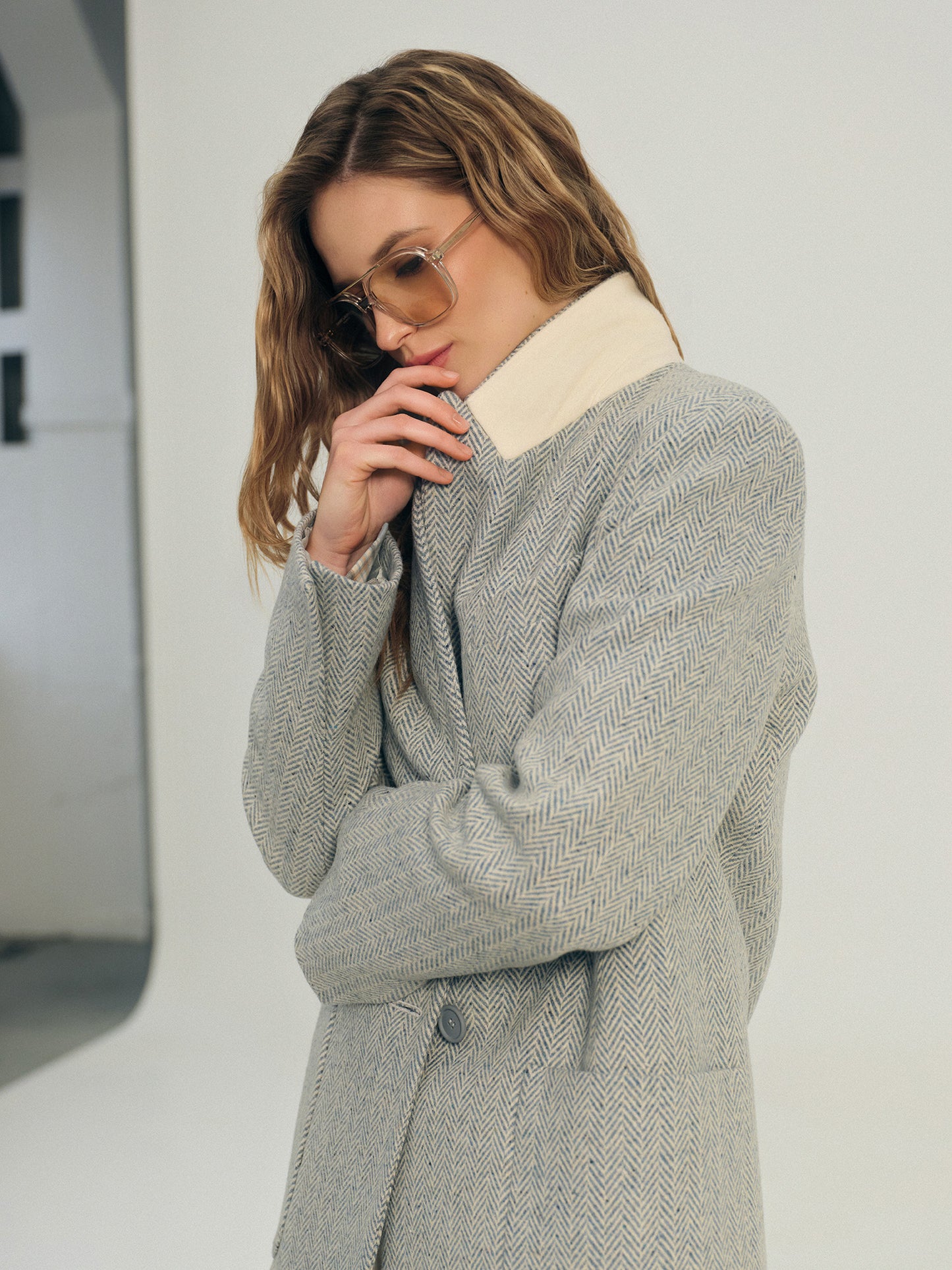 Austin regular fit wool jacket with accent under collar