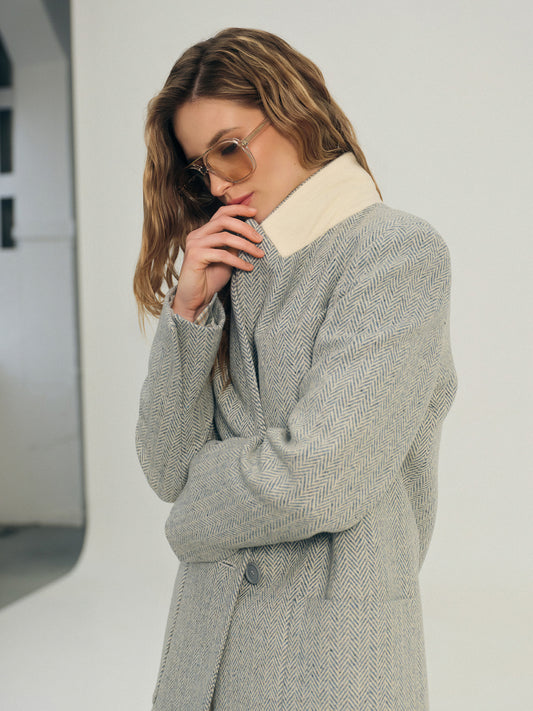 Austin regular fit wool jacket with accent under collar