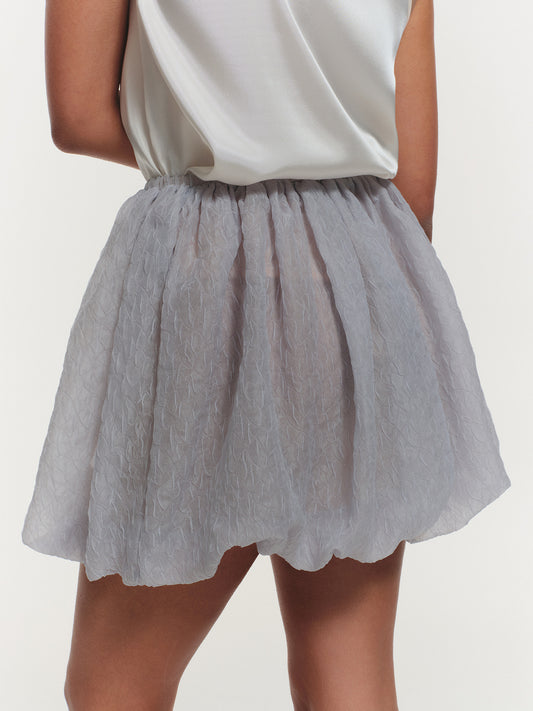 Balloon accent skirt in crinkle silk