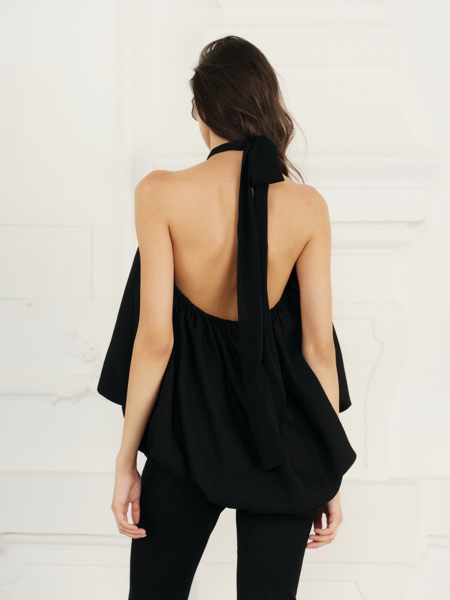 Statement volume silk halter top