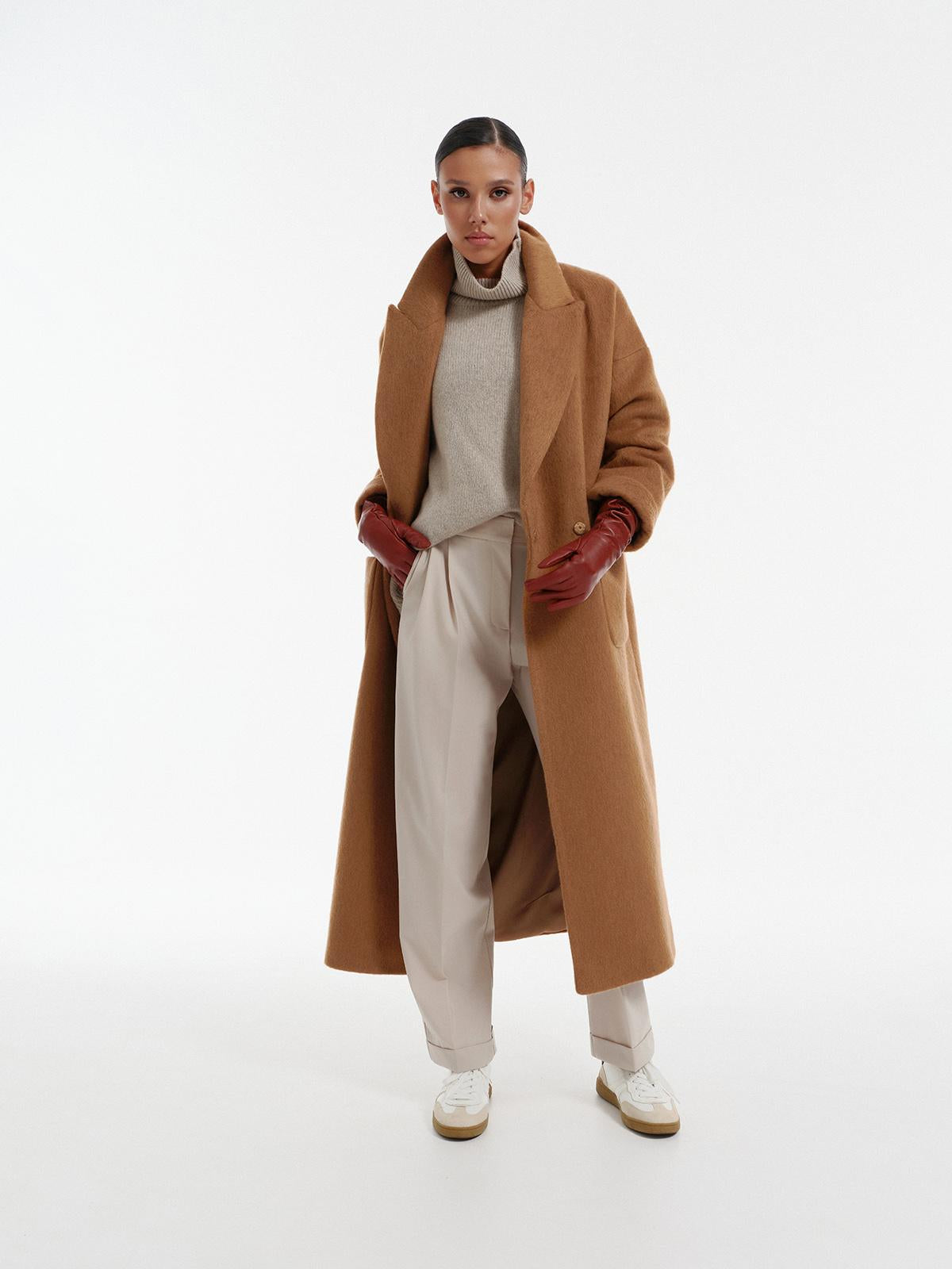 Siena winter coat in wool mohair alpaca blend