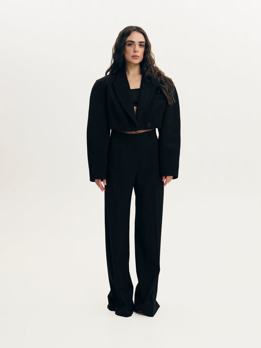 Kerry wool unlined crop jacket with curved sleeves