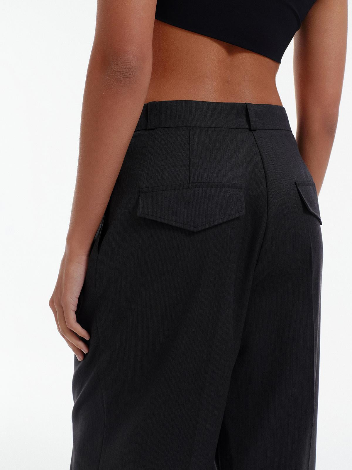 Noah wide leg palazzo pants in dark grey wool
