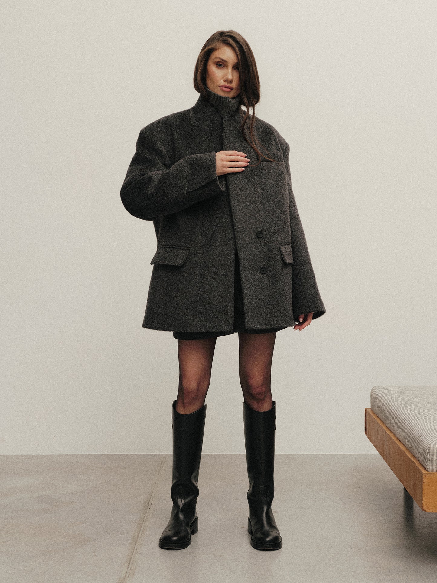 Oliver loose fit winter jacket in  alpaca suri blend