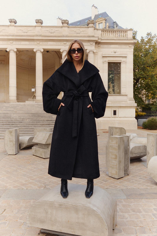 Tokyo volume maxi winter alpaca coat with belt