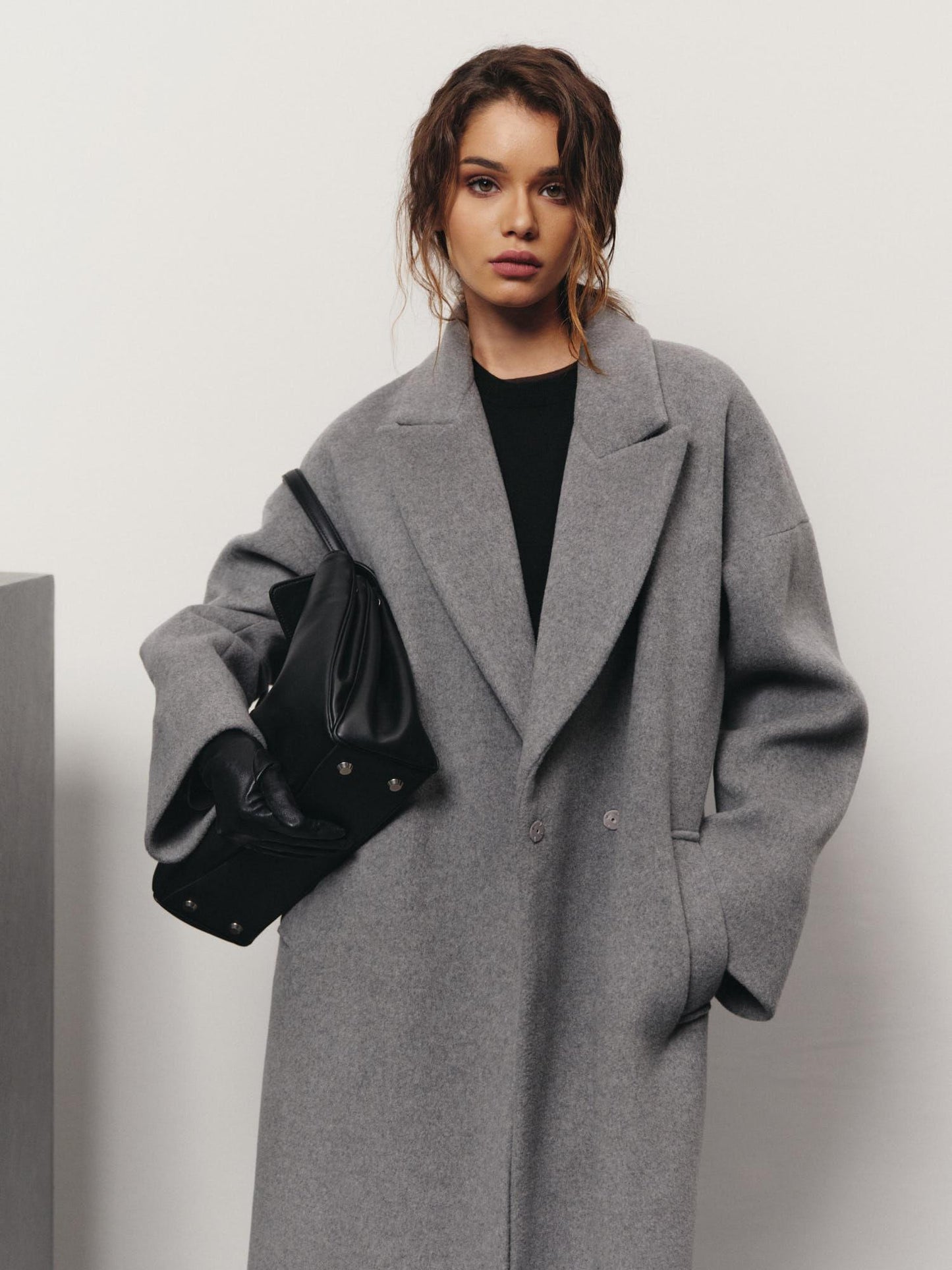 Siena loose fit wool cashmere blend coat with belt
