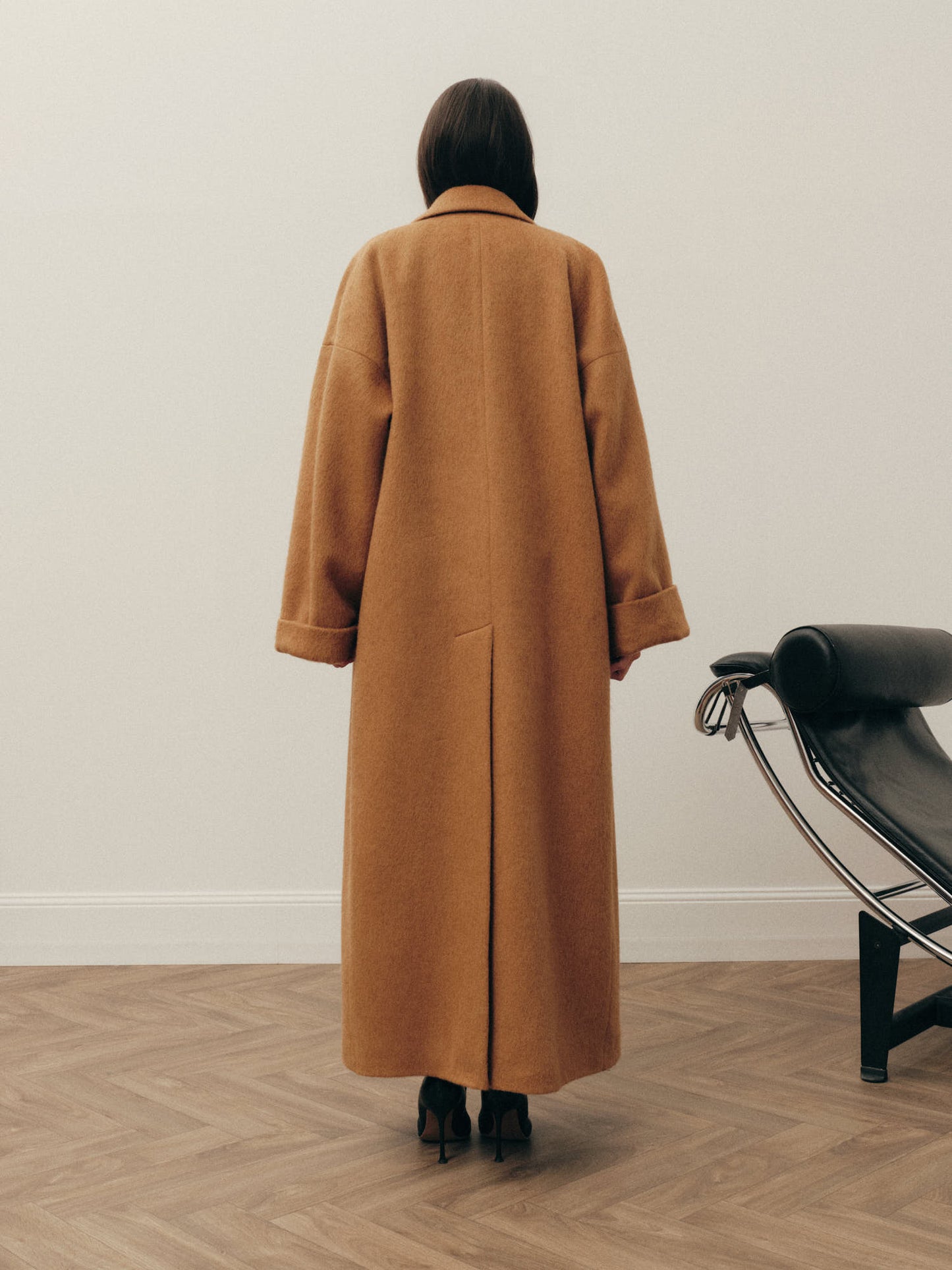 Siena winter belted coat in wool mohair blend