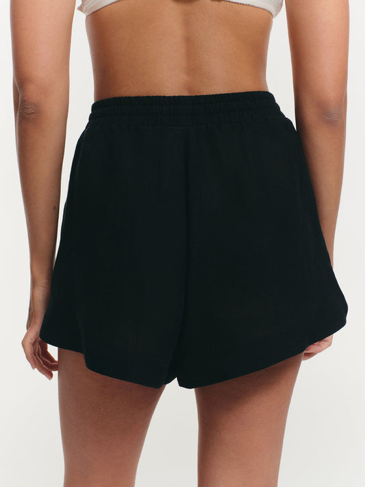 Boxer shorts in black linen silk blend