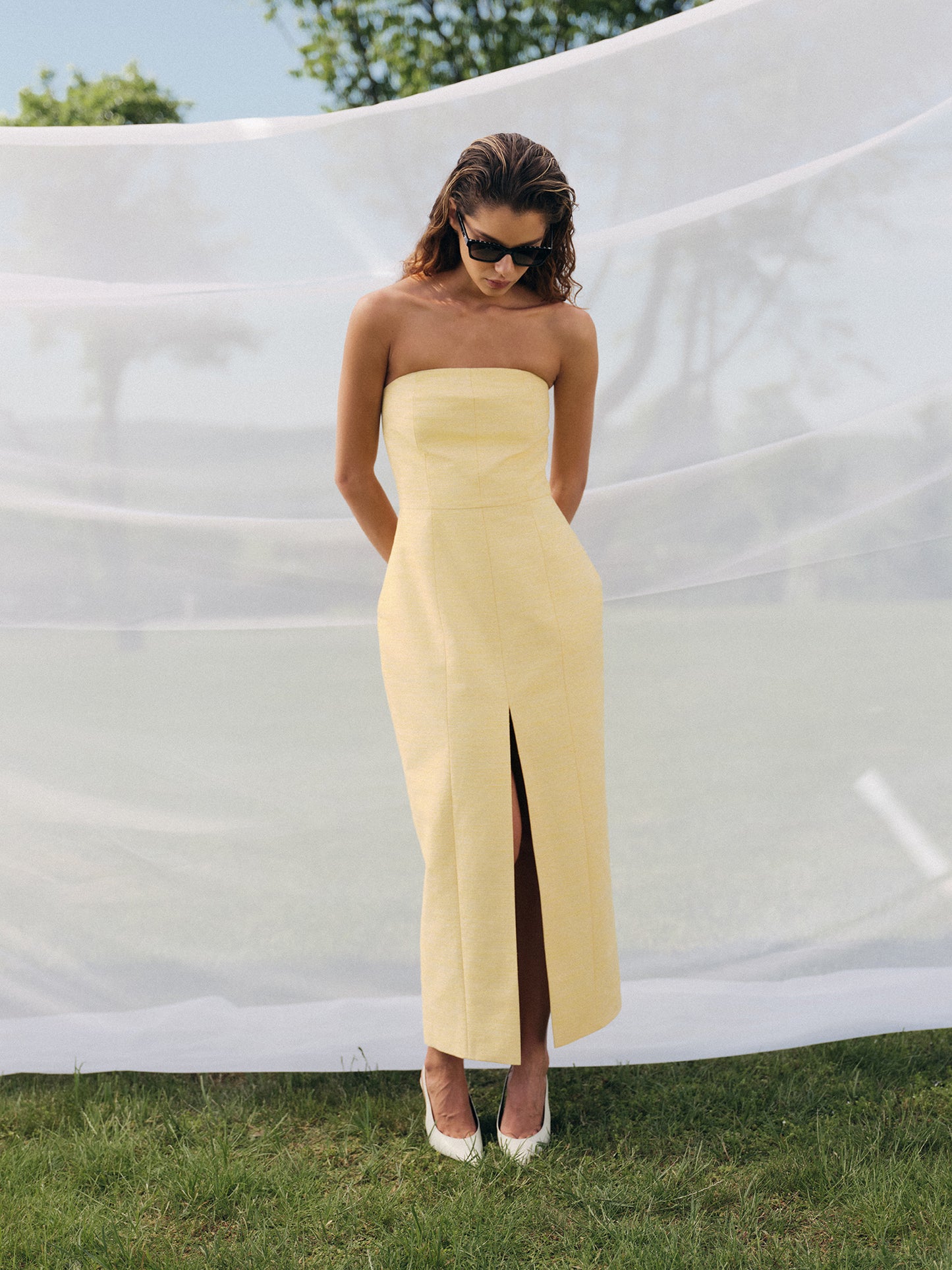 Eva bandeau-style midi dress