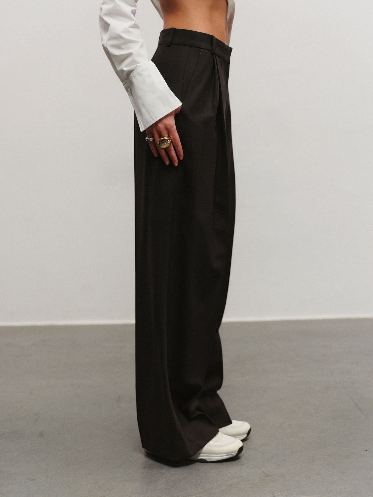 Noah wide leg palazzo pants in dark chocolate wool