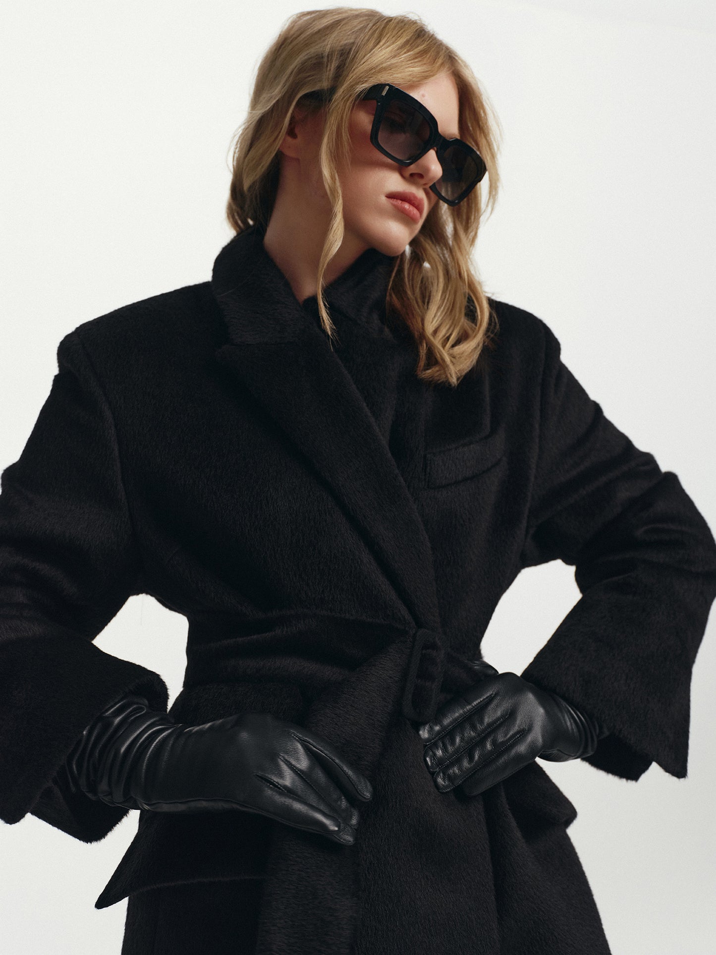 Blake relaxed fit belted winter coat in alpaca wool