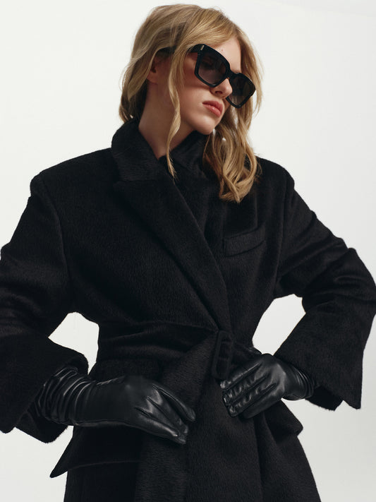 Blake relaxed fit belted winter coat in alpaca wool