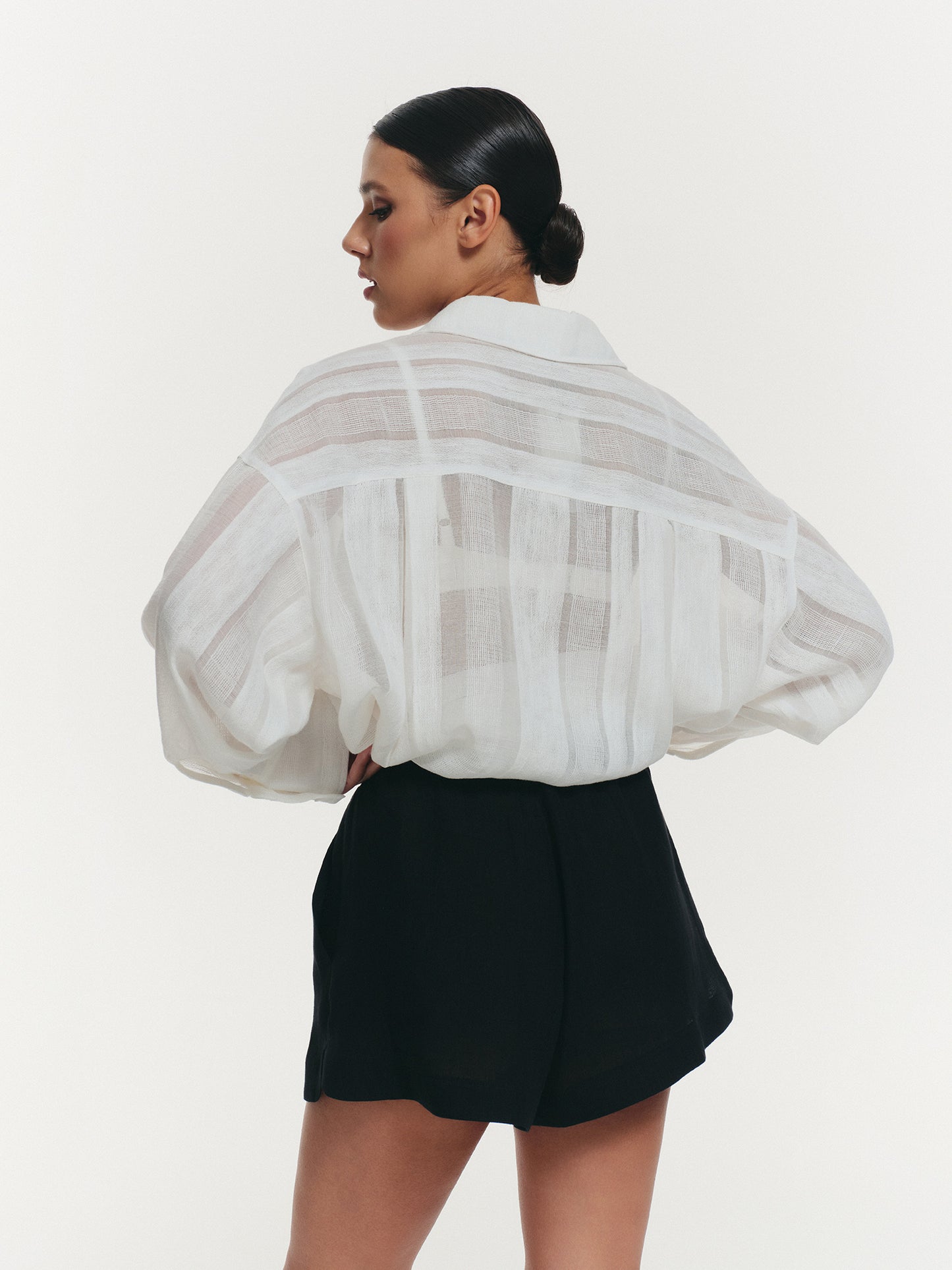 Boxer shorts in black linen silk blend