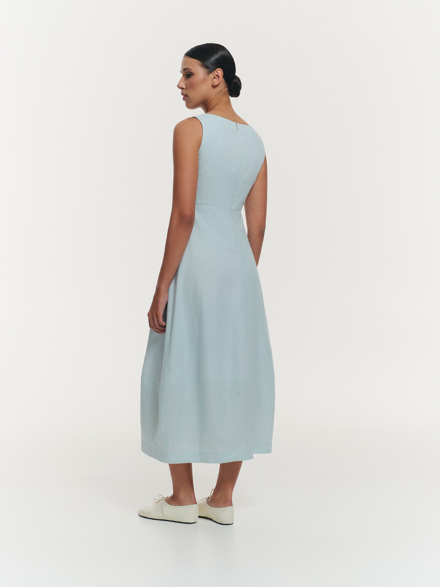 KATE boat-neck dress in light blue