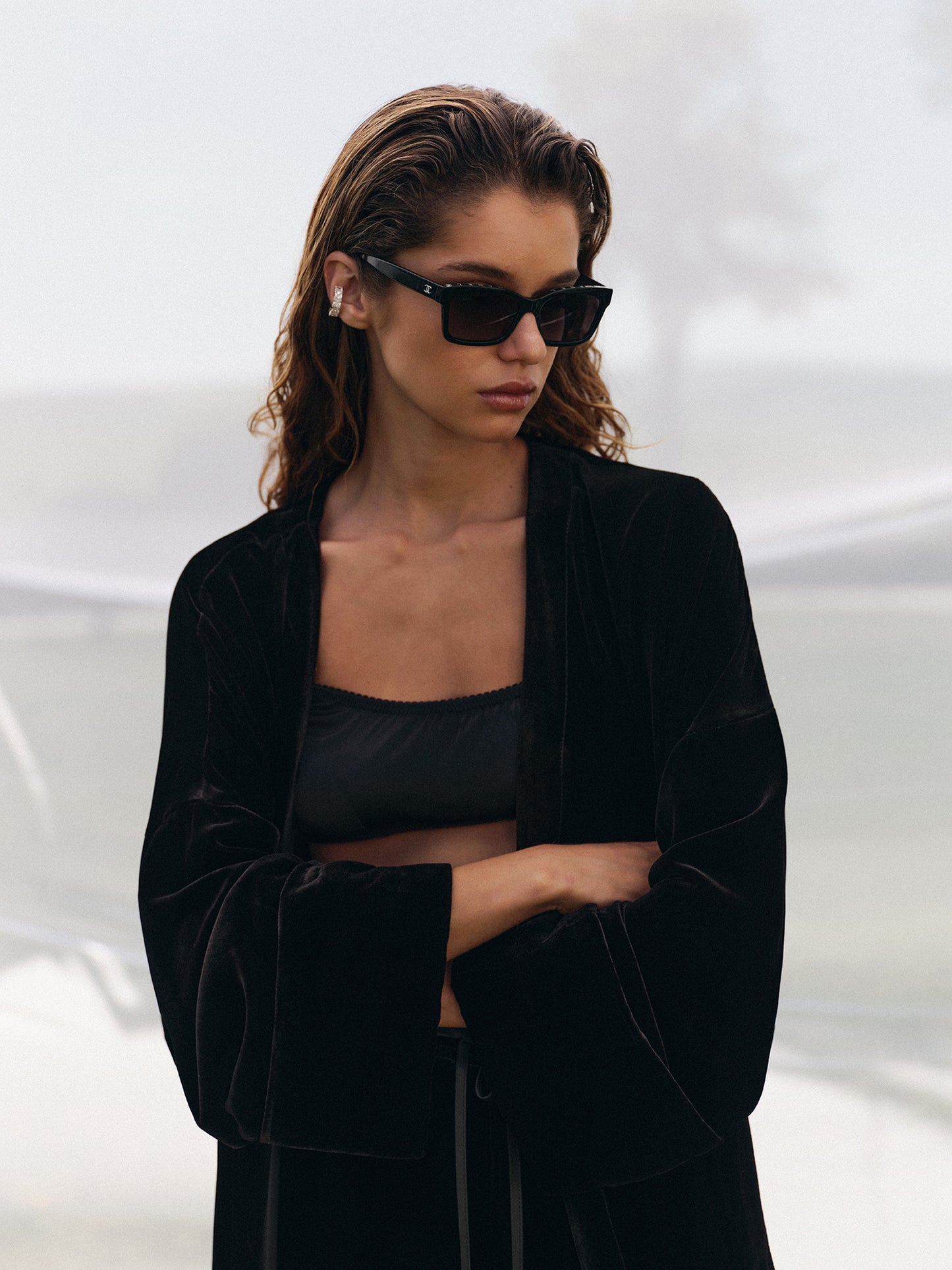Two-piece set in viscose silk blend