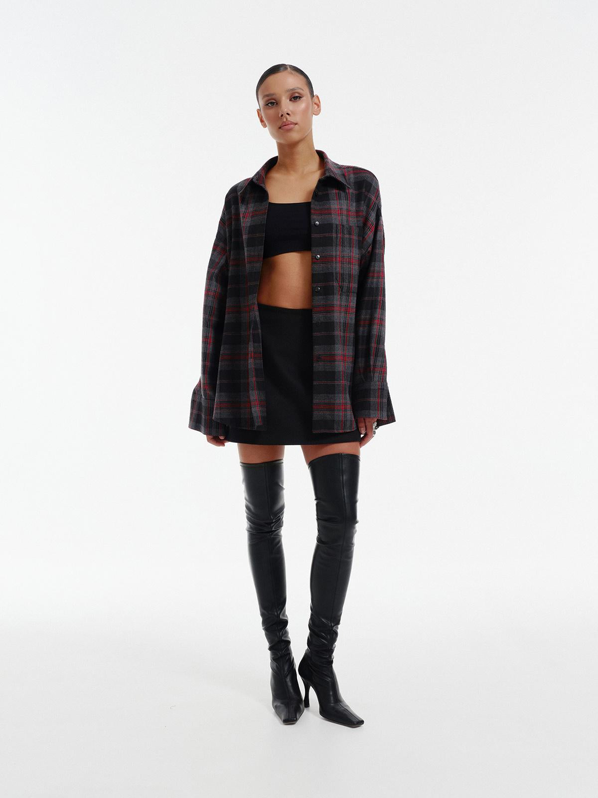 Relaxed fit woolen shirt with breast pocket