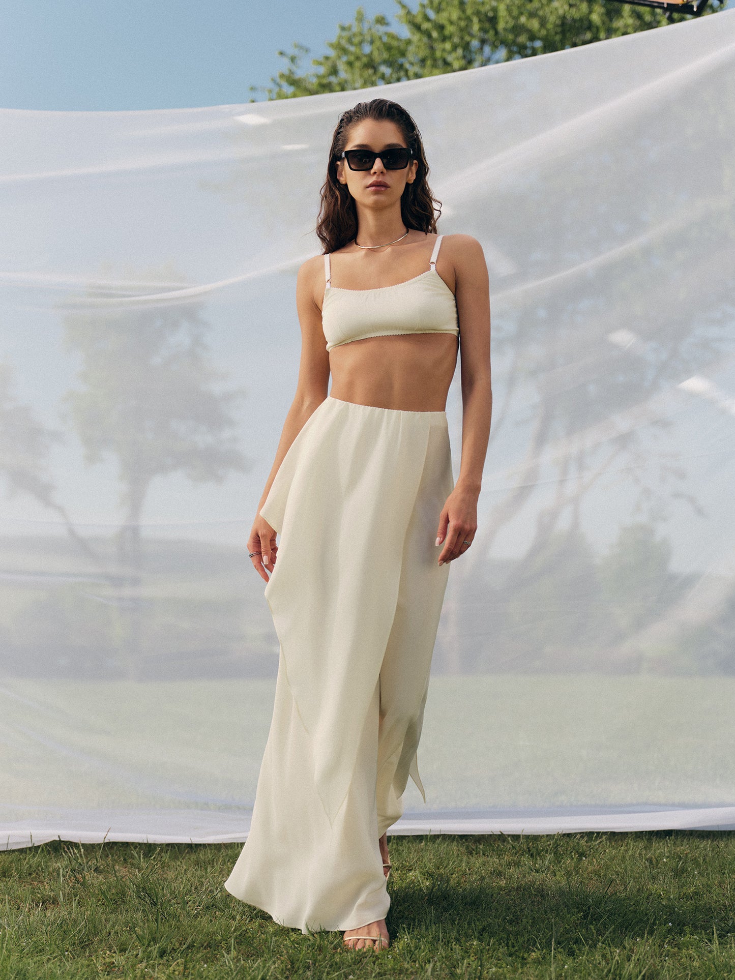 The Muse maxi layered silk skirt