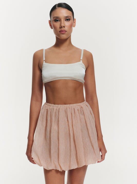 Balloon accent skirt in crinkle silk
