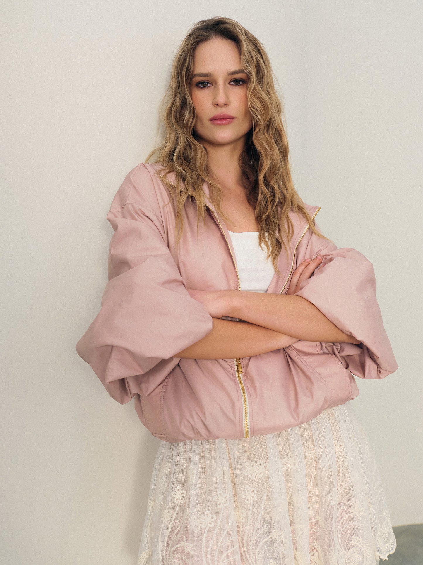 Lightweight high neck jacket in waterproof nylon