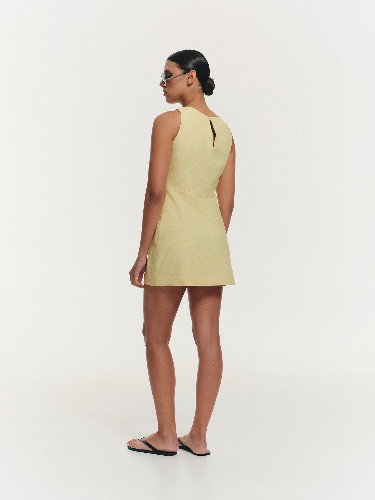 Audrey mini dress in lime cotton silk blend