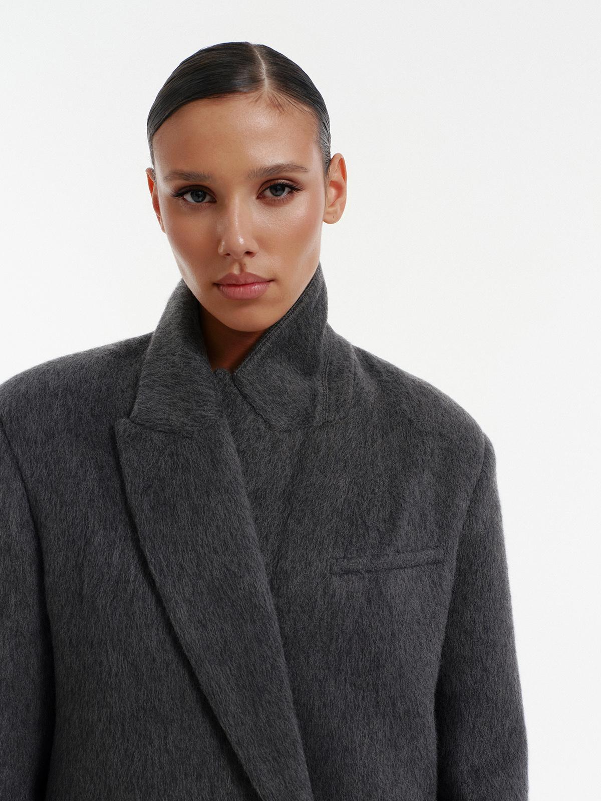 Ava loose fit winter jacket in wool mohair alpaca blend