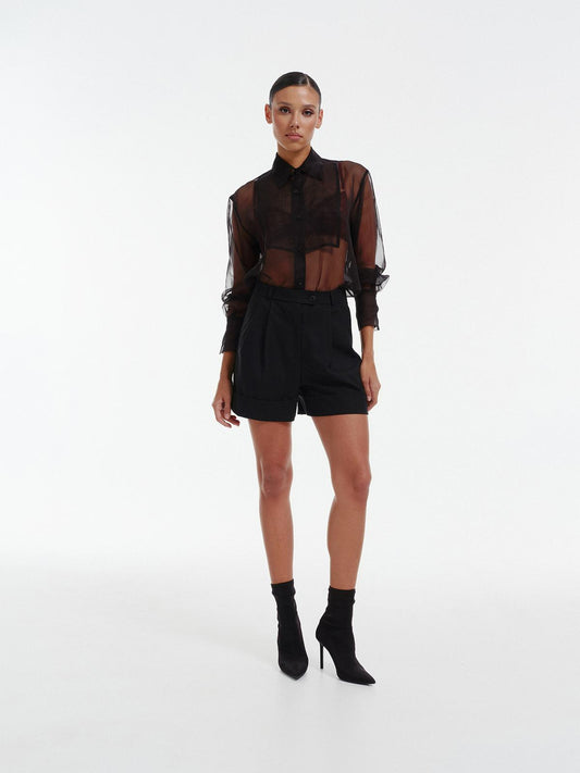 Tailored shorts in black wool