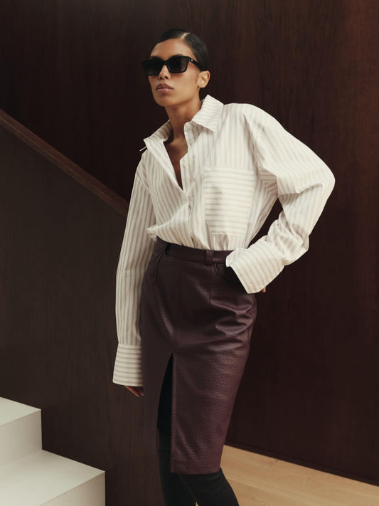 Loose fit cotton shirt with breast pocket