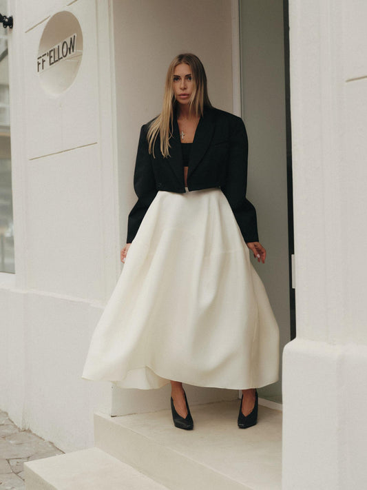 Naomi maxi architecture skirt in milk silk