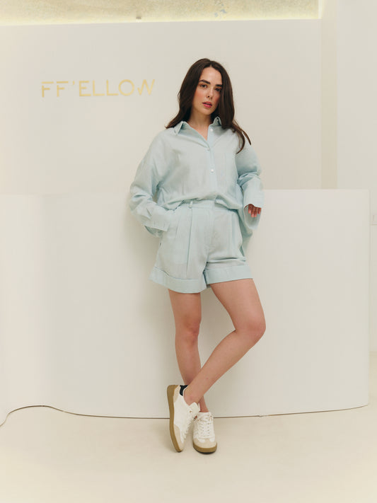 Two-piece set with oversized shirt and matching classic fit shorts