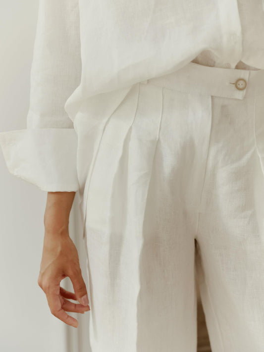 Wide leg linen palazzo pants