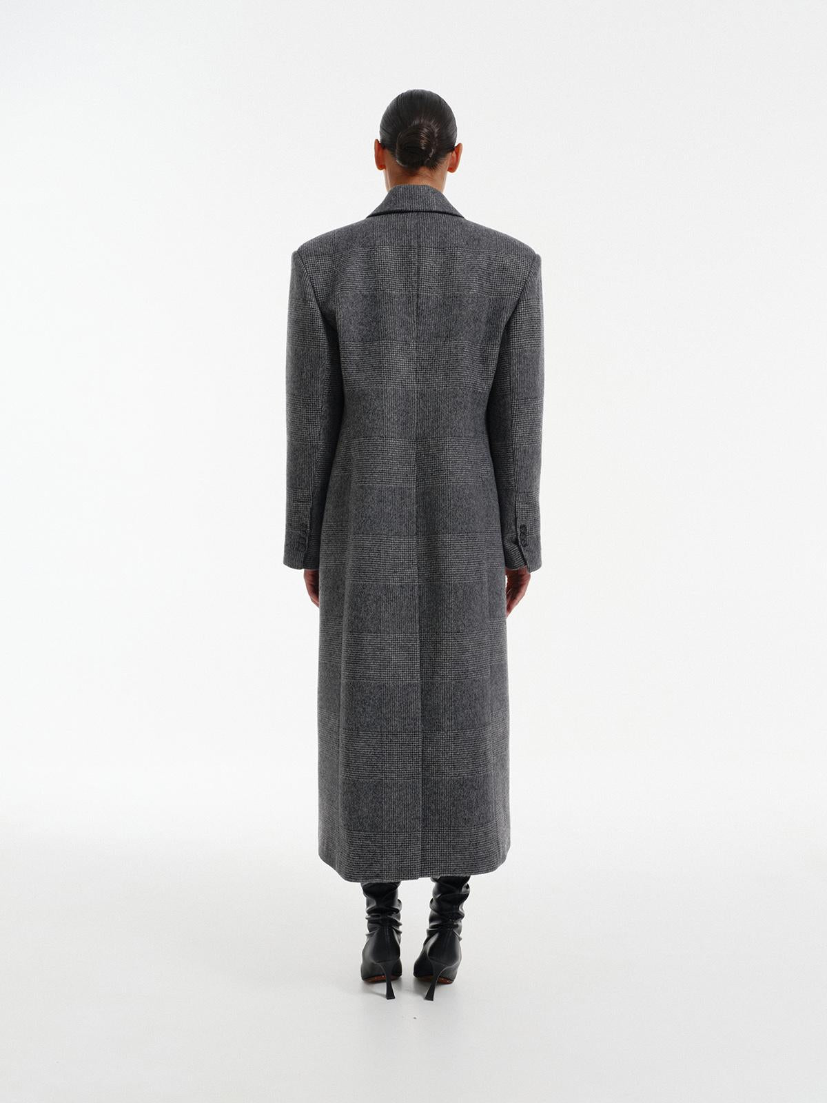 Franky muted check wool overcoat