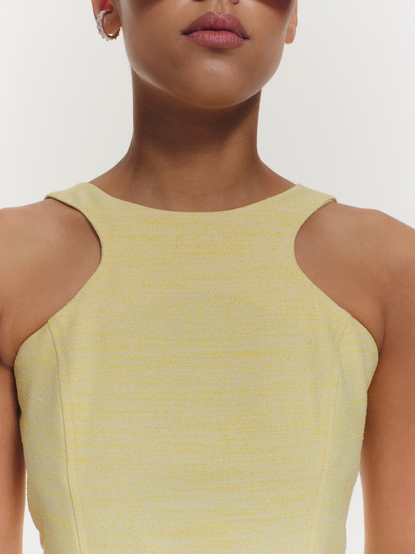 Audrey mini dress in lime cotton silk blend