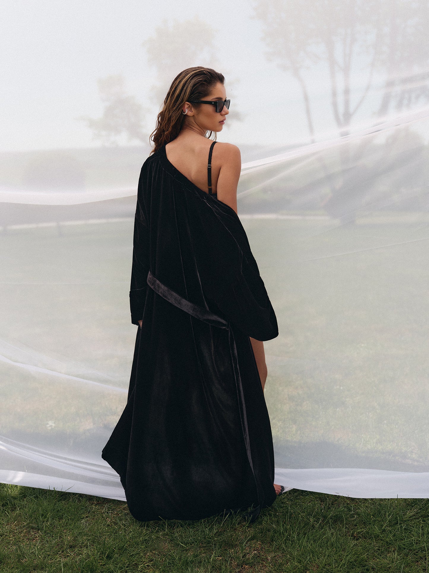 Two-piece set in viscose silk blend